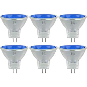 20-Watt MR11 Dimmable 10-Degree Narrow Spot 12-Volt GU4 2-Pin Base Halogen Light Bulb with Blue Glass Cover (6-Pack)