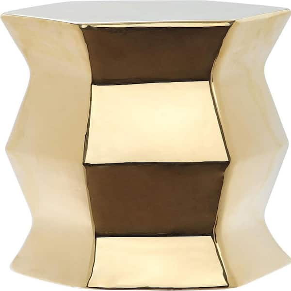 Hexagon Ceramic Decorative Garden Stool, 0, Gold