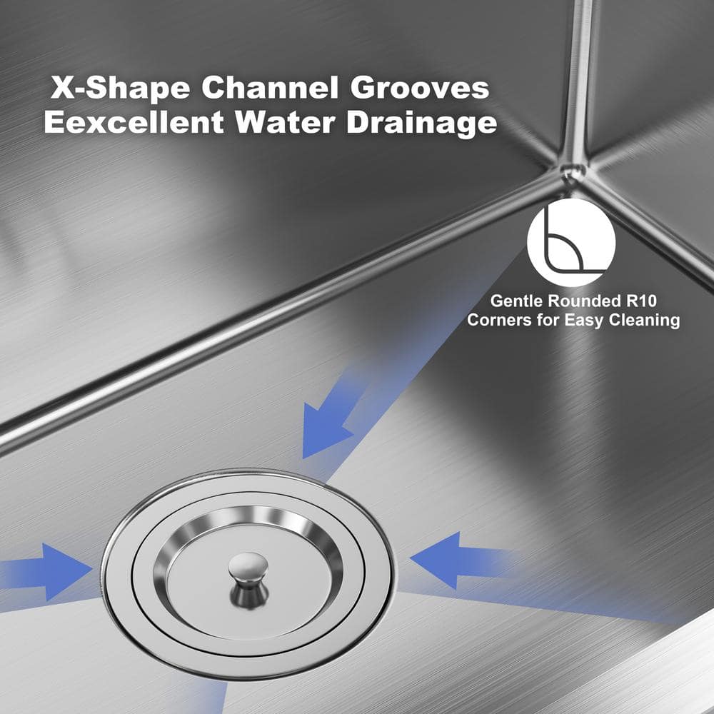 30" Brushed Stainless Steel Drop-In Single Bowl Kitchen Sink