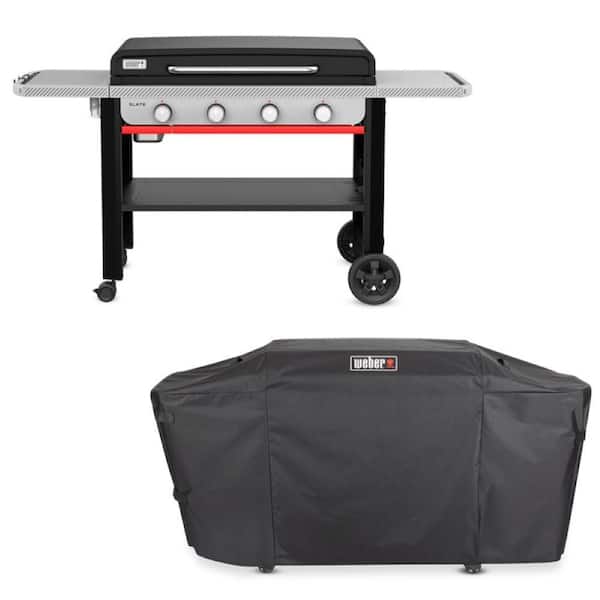 Slate Rust-Resistant Griddle 4-Burner Liquid Propane Gas 36 in. Flat Top Grill in Black with Griddle Cover