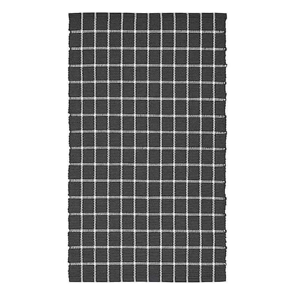 REGENCE HOME Great Plains Multi-Purpose Utility Mat Collection, Checkered Fashion, Black Grey, 27x45''