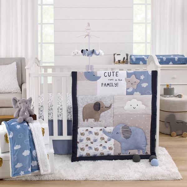 Blue and grey elephant nursery online