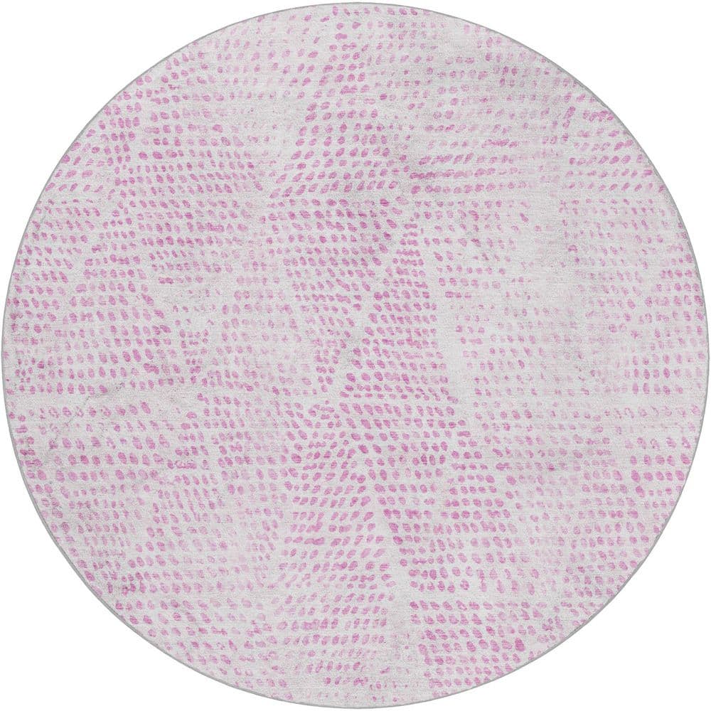 Dream Shag Premium Machine Washable Abstract ADS591 Pink 8 ft. x 8 ft. Round Rug price history on PriceWatchPro