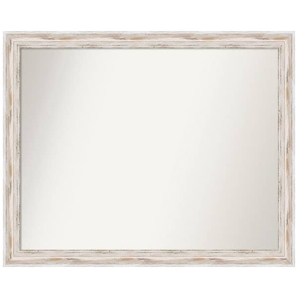 Amanti Art Alexandria White Wash Narrow 31 in. W x 25 in. H Non-Beveled Wood Bathroom Wall Mirror in White