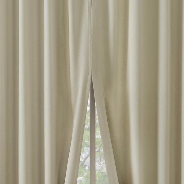Sun Zero Aria Magnetic Closure Theater Grade Cream Polyester 52 in. W x 63 in. L Back Tab 100% Blackout Curtain (Double Panel)