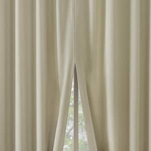 Aria Magnetic Closure Theater Grade Cream Polyester 52 in. W x 84 in. L Back Tab 100% Blackout Curtain (Double Panel)