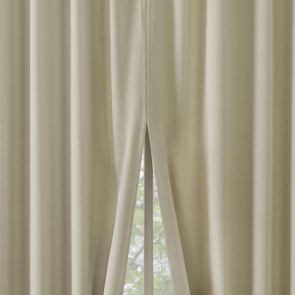 2pc 52&#34;x96&#34; Sun Zero Blackout Aria Magnetic Closure Back Tab Curtain Panel Pair Cream