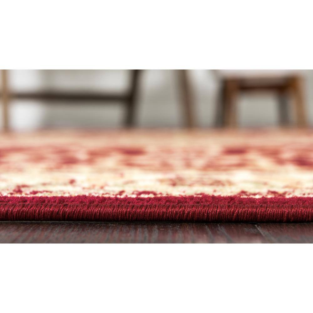Burgundy Rectangular 9' x 12' Stain-Resistant Synthetic Area Rug