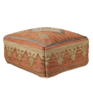 Ember Tribal Orange and Blue Indoor and Outdoor Cuboid Pouf
