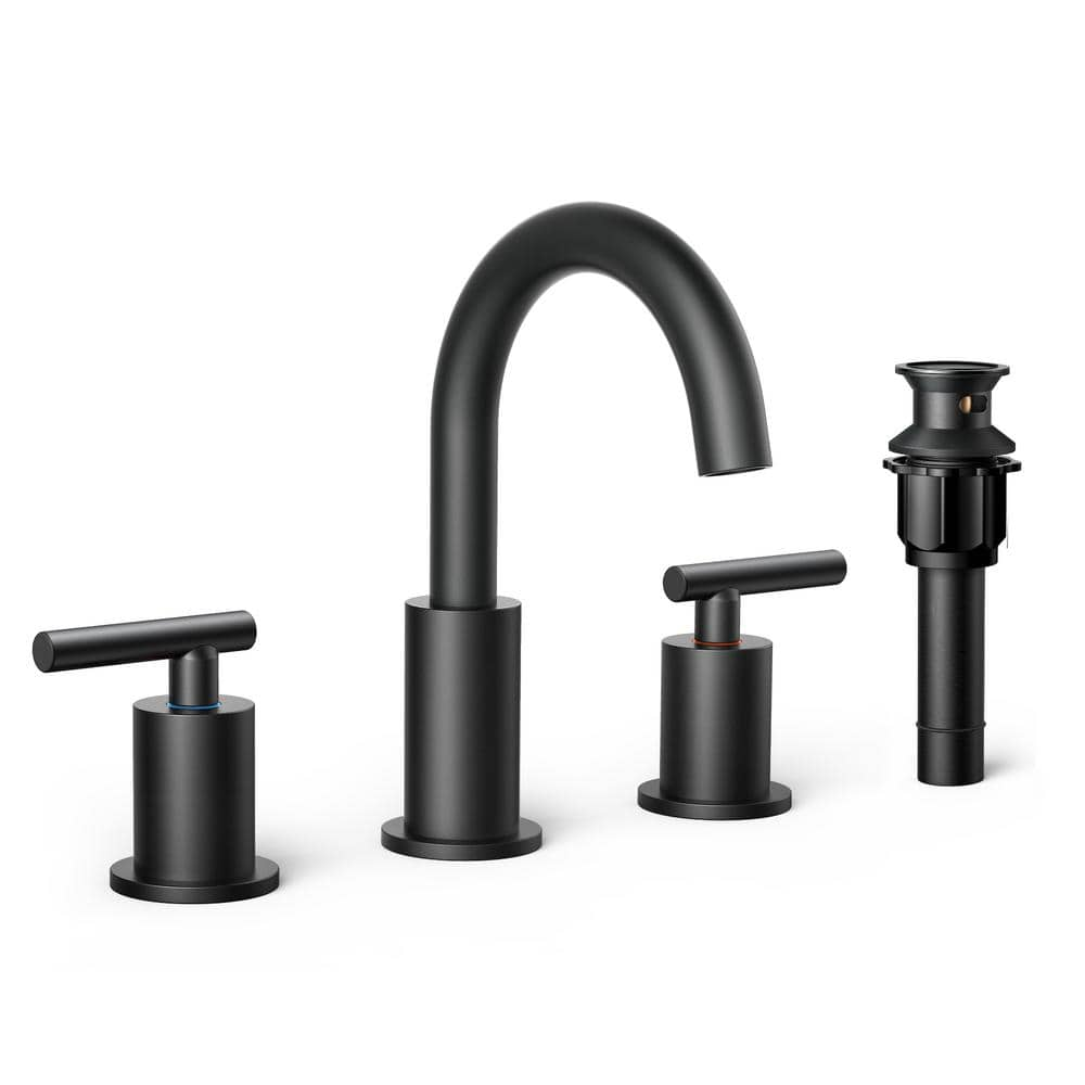 Forious 2 Handle Bathroom Faucet 3 Hole Widespread Bathroom Sink Faucet With Metal Drain And 3422