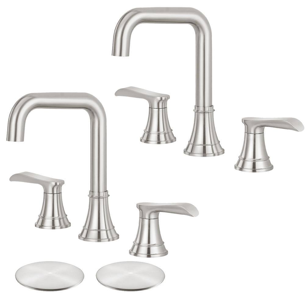 8 in. Widespread Double-Handle Bathroom Faucet with Pop-Up Drain in Brushed