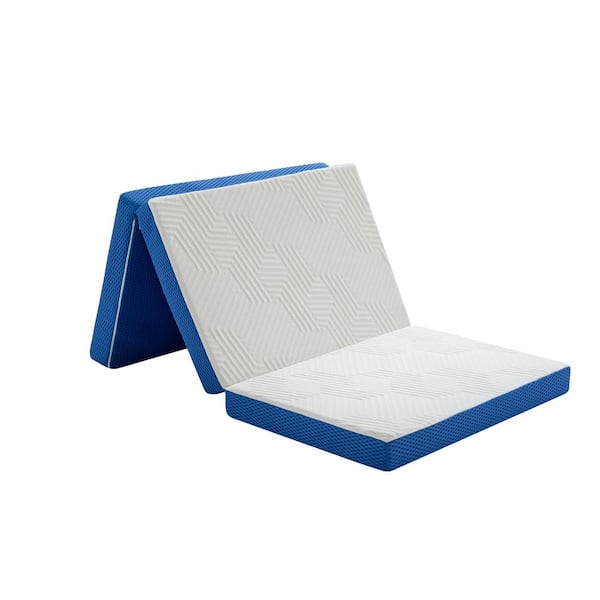 Bestier White Queen Medium Firm Tri-Fold Mattress Topper Memory Foam 4 in. Folding Mattress