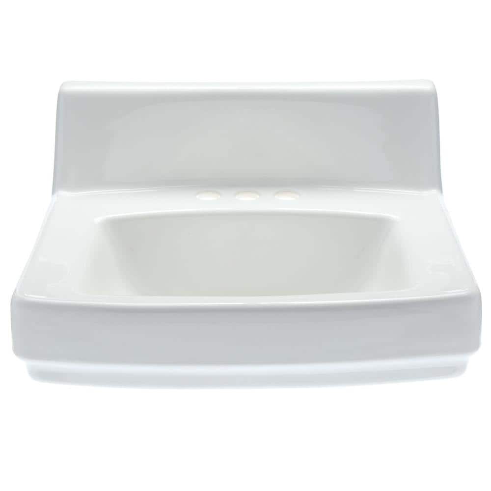 Greenwich White Ceramic Rectangular Wall-Mount Bathroom Sink
