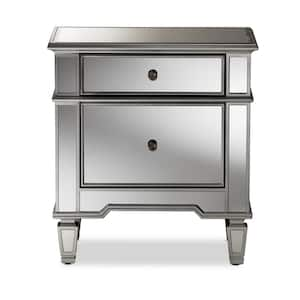 Baxton Studio Currin Glam 3 Drawer Silver Metallic Finished Wood