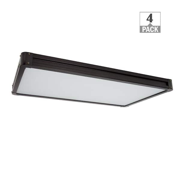 Commercial Electric 32 in. x 18 in. Matte Black LED Flush Mount Ceiling Light 4000LM 58W Adjustable CCT Dimmable Kitchen Garage (4-Pack)