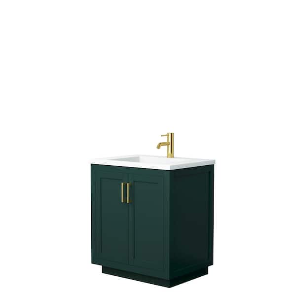 Wyndham Collection Miranda 30 in. W x 22 in. D x 34.25 in. H Single Bath Vanity in Green with Matte White Solid Surface Top