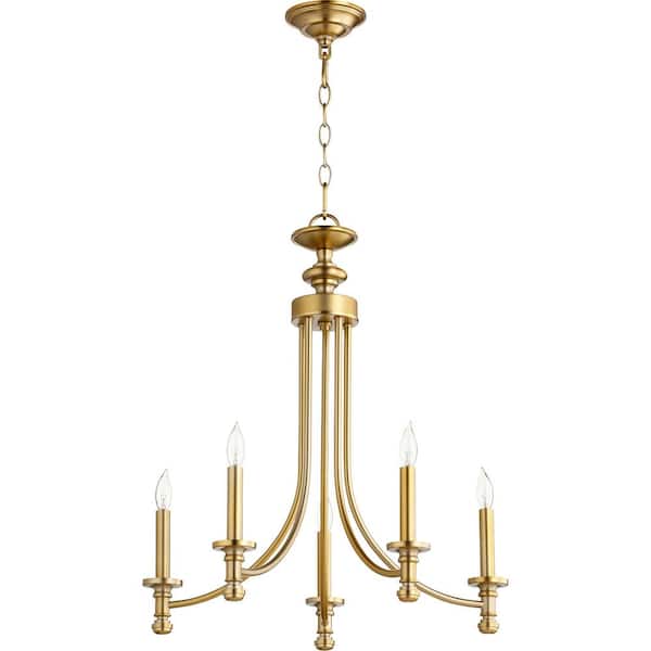 Rossington 5- -Light Aged Brass Chandelier