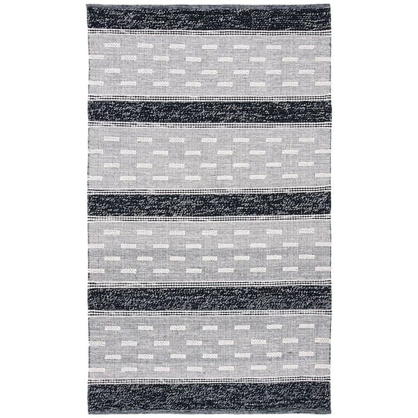 SAFAVIEH Striped Kilim Black Ivory 5 ft. x 8 ft. Striped Area Rug