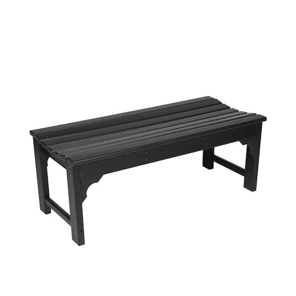 Miscool Avex 45 in. W Black Wood Outdoor Patio Bench Chair