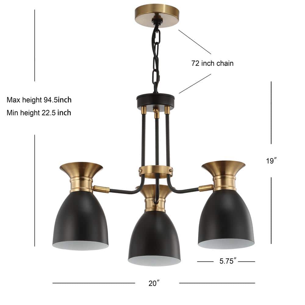 Middleton 20" Black/Brass Gold Metal LED Sputnik Chandelier
