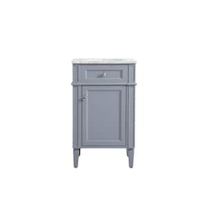Simply Living 21 in. W x 21.5 in. D x 35 in. H Bath Vanity in Grey with Carrara White Marble Top