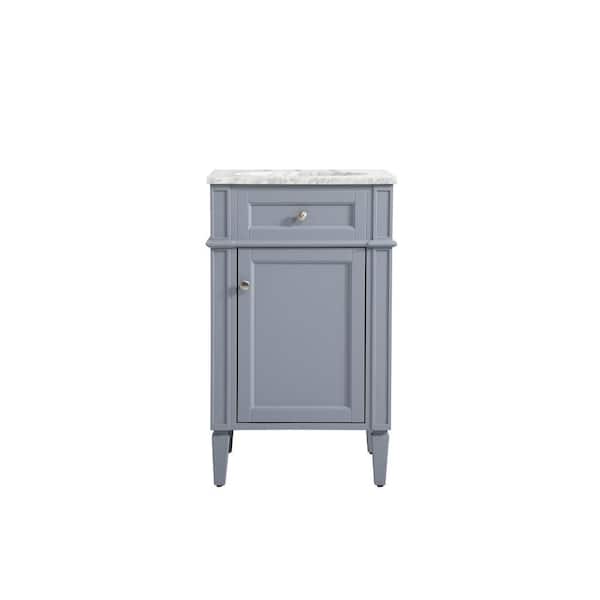 Unbranded Simply Living 21 in. W x 21.5 in. D x 35 in. H Bath Vanity in Grey with Carrara White Marble Top