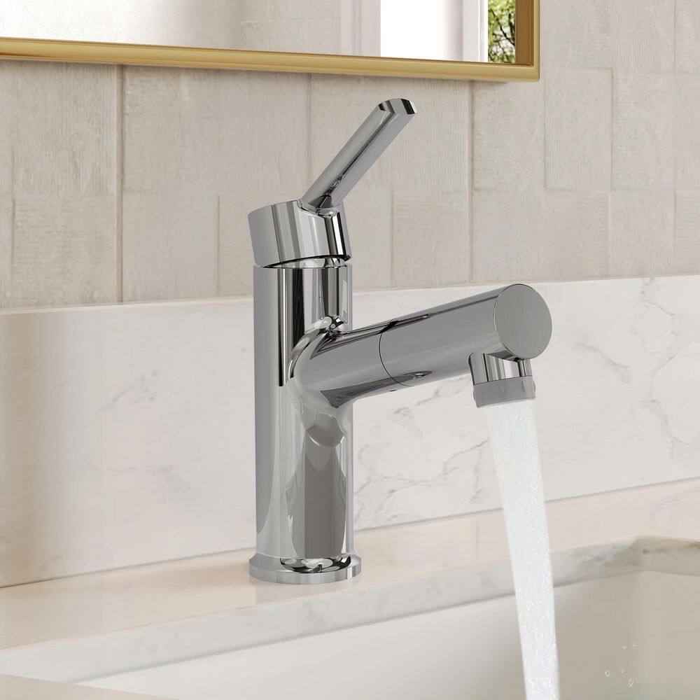 1-Handle Pull-Out Single Hole Bathroom Faucet with 2 Water Flow Modes Spot Resistant in Chrome with Pop-Up Drain price history on PriceWatchPro