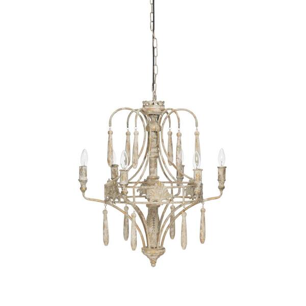 3R Studios 6-Light Off-White Vintage Reproduction Chandelier