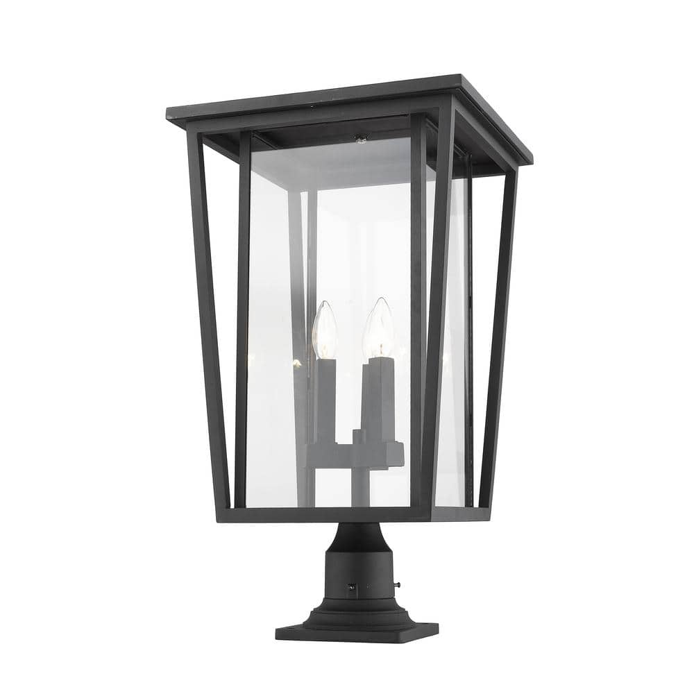 Seoul 25.75 in. 3-Light Black Aluminum Hardwired Outdoor Weather Resistant 