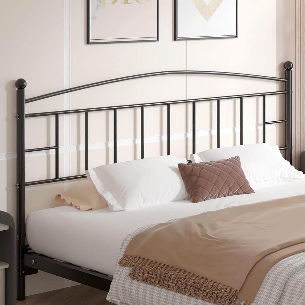 VECELO Modern Farmhouse Steel Black King Headboard, Arching Design, 42. ...
