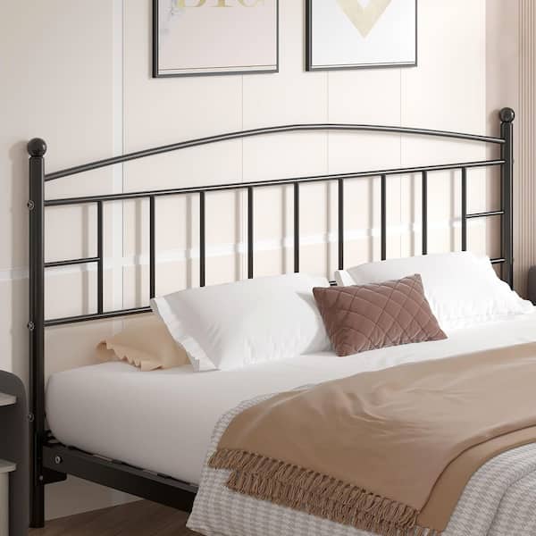 Modern Farmhouse Steel Black King Headboard, Arching Design, 42.91 in. Tall, Easy Assembly, Metal Headboard for Bedroom