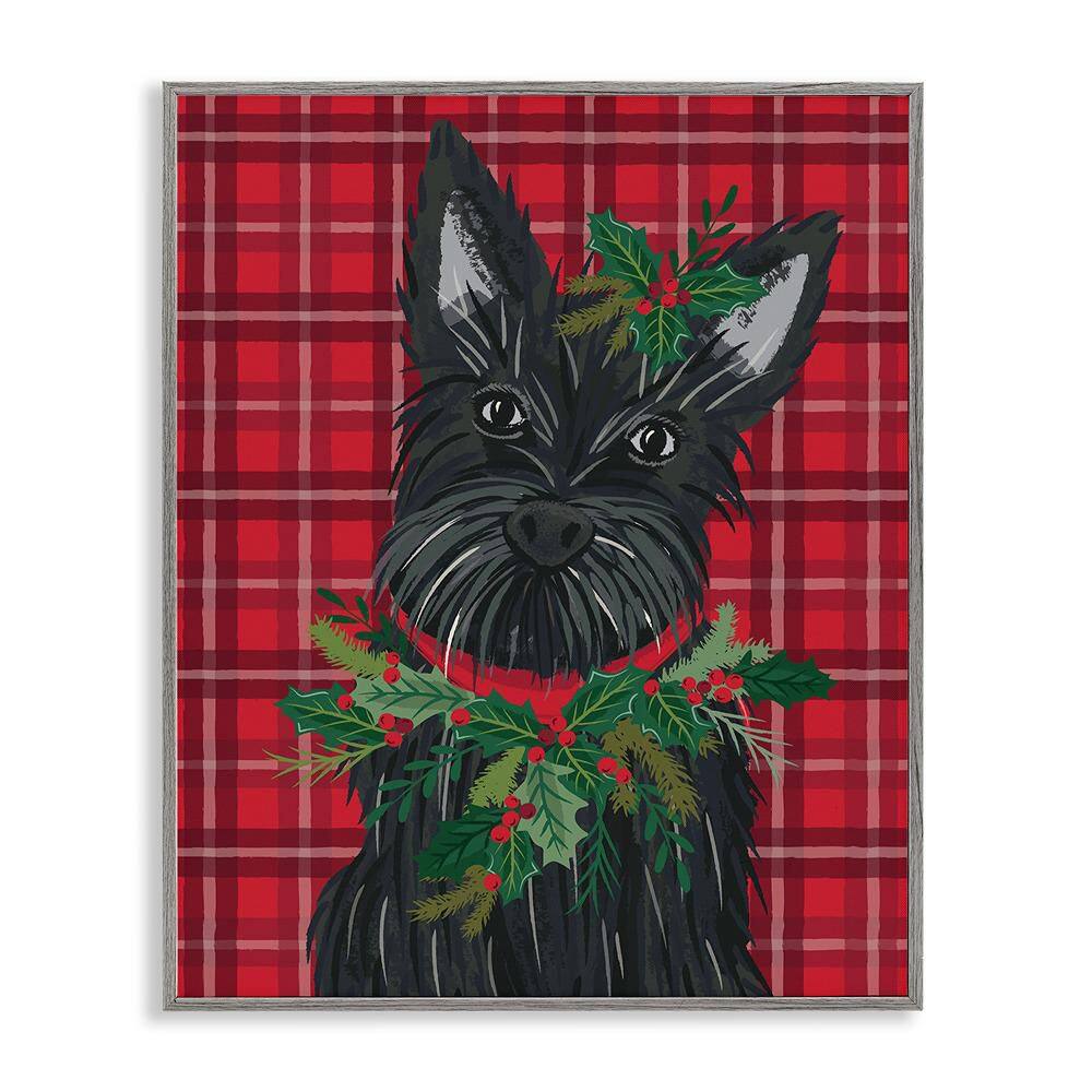 Scottie Dog on Red Plaid by Lisa Perry Whitebutton 1 Piece Gray Framed Giclee Animal Art Print 14 in. x 11 in. price history on PriceWatchPro