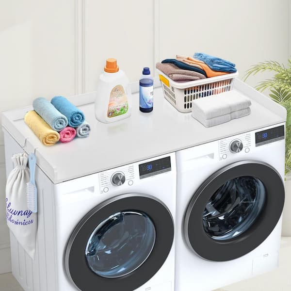 Washer Dryer Countertop 54 in. x 27 in. Laminate Countertop in Polished White with Standard Edge for Laundry Room