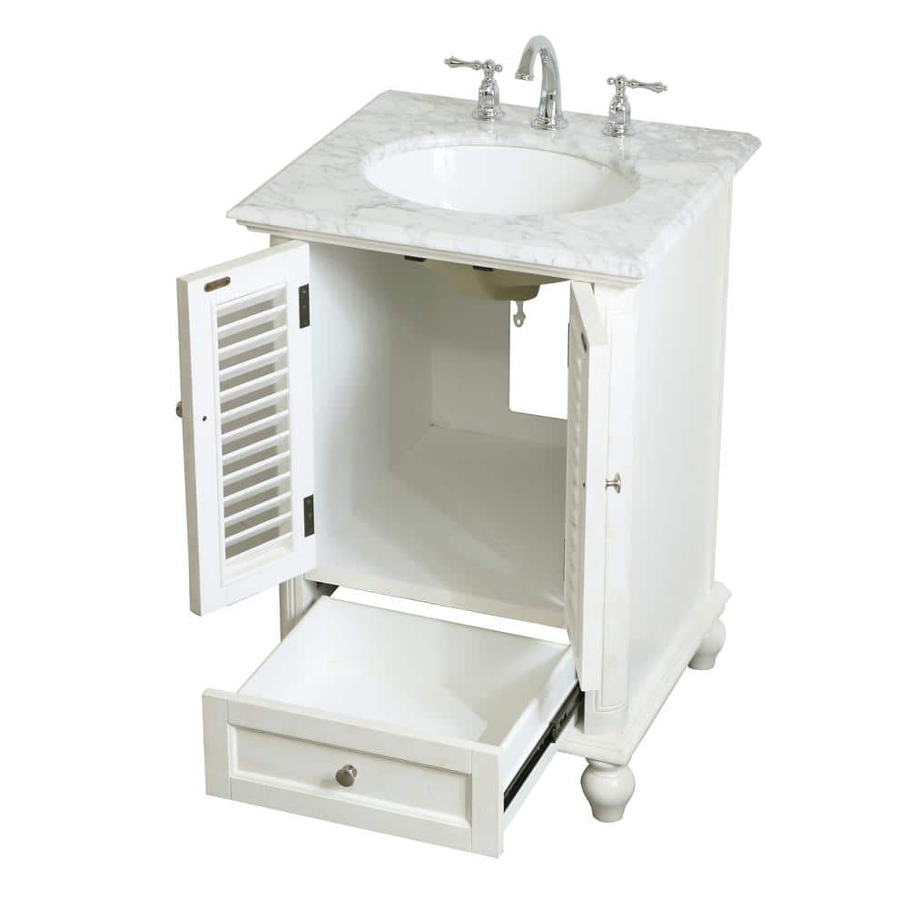 Antique White Marble Top Single Bathroom Vanity