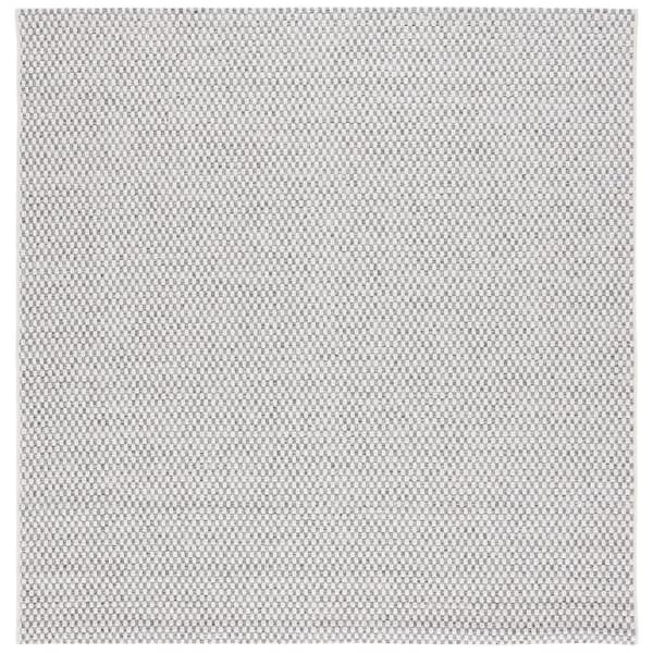 SAFAVIEH Sisal All-Weather Gray/Ivory 7 ft. x 7 ft. Solid Woven Indoor/Outdoor Square Area Rug