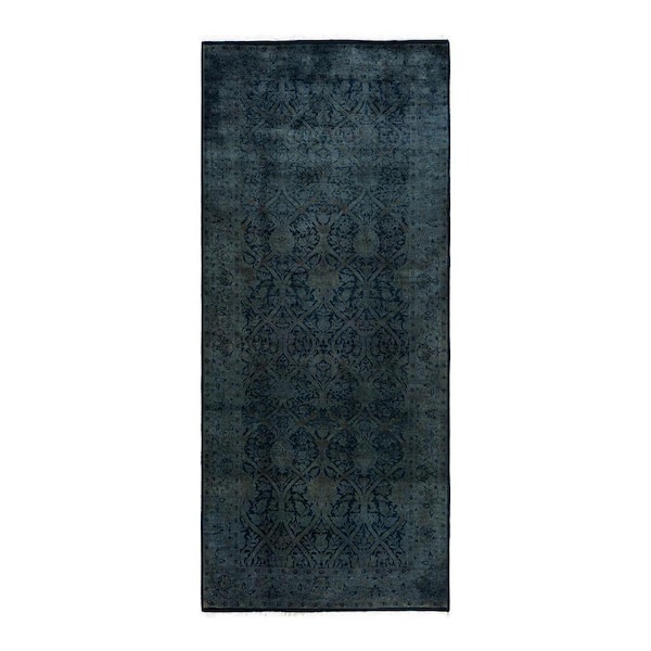 Overdyed Gray 4 ft. x 10 ft. Solid Wool Indoor Runner Rug
