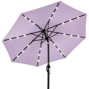 10 ft. Market Solar LED Lighted Tilt Patio Umbrella with UV-Resistant Fabric in Lavender
