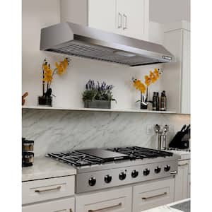 Entree Bundle 48 in. Pro-Style Liquid Propane Cooktop with Griddle Burner and Range Hood in Stainless Steel and Black
