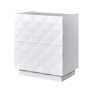 Ruth White Modern 2-Drawer Nightstand with Built-In Outlets