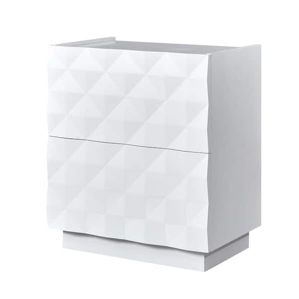 JAYDEN CREATION Ruth White Modern 2-Drawer Nightstand with Built-In Outlets