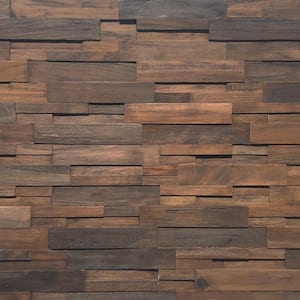 Reclaimed Wood 1/2 in. x 24 in. x 12 in. Dark Teak Wood Wall Panel (10-Panels/Box)