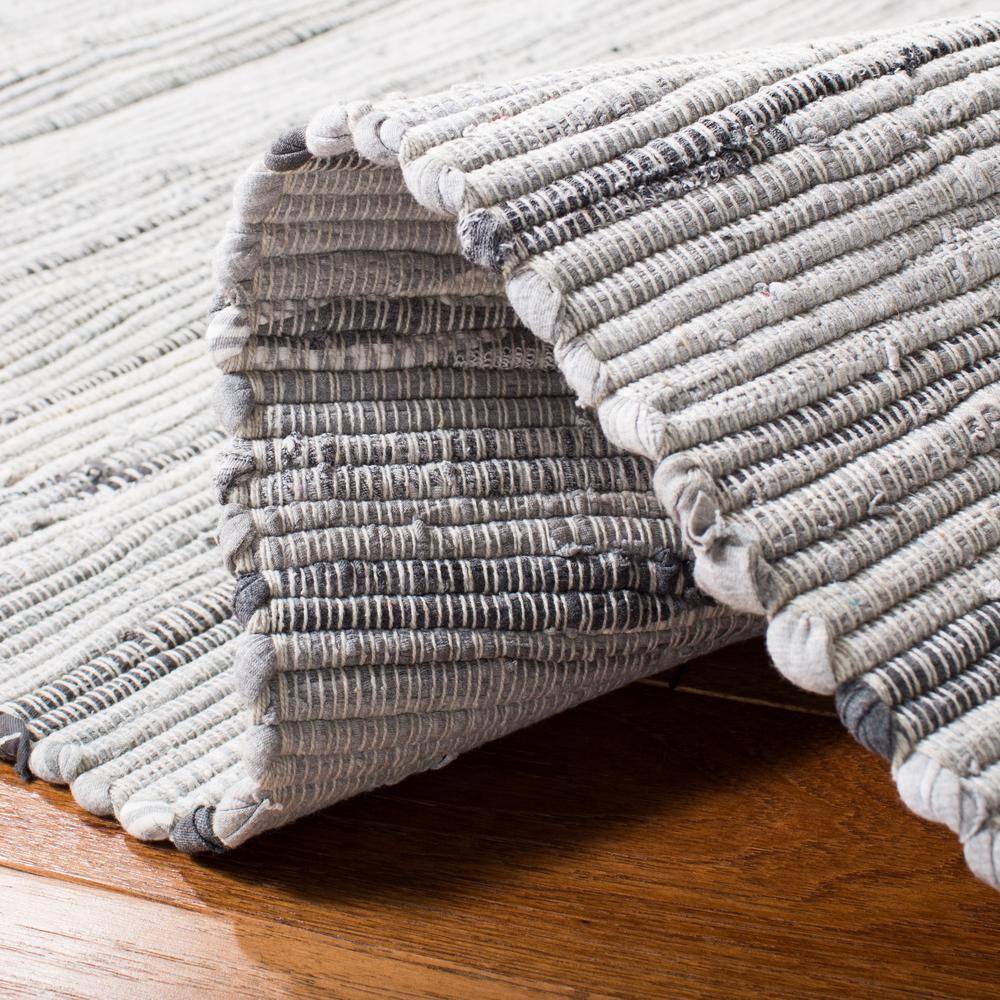 Hand-Woven Gray Cotton 4' x 4' Square Flatweave Area Rug