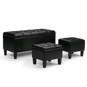 Dover 44 in. Contemporary Storage Ottoman in Midnight Black Faux Leather