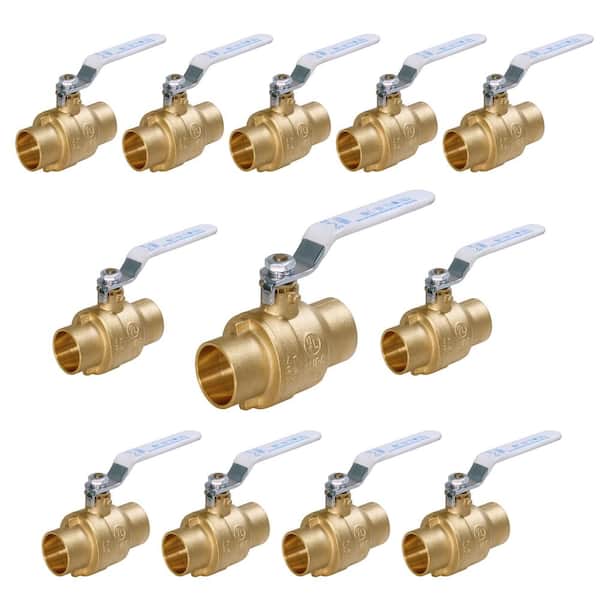 The Plumber's Choice 1-1/4 in. SWT x 1-1/4 in. SWT Premium Brass Full Port Ball Valve (12 Pack)