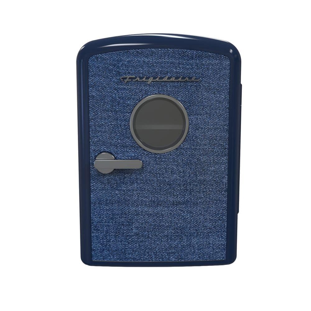 Frigidaire 7 in. 1 cu. ft. Retro Mini Refrigerator Cooler, Holds 9-Cans, Portable-Car, Office, Bedroom, Dorm, Indigo Denim in Blue