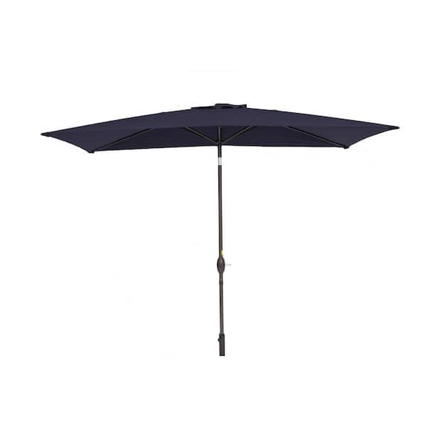 Unbranded 10 ft. x 6.5 ft. Rectangle Solution-Dyed Fabric Aluminum Market Patio Umbrella in Navy