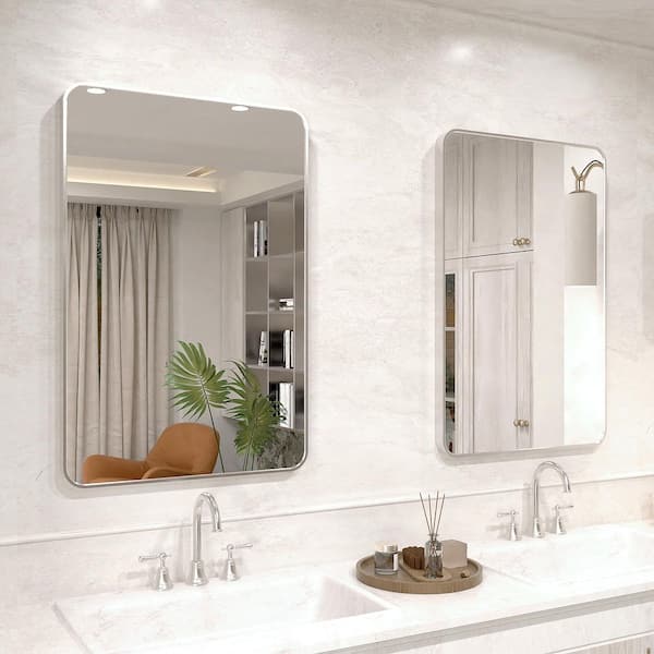 Vista 24 in. W x 36 in. H Rectangular Framed Wall Bathroom Vanity Mirror in Brushed Nickel