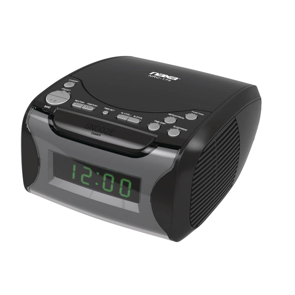Naxa Digital Alarm Clock Radio and CD Player, Black -  NRC-175