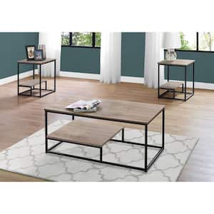 Jasmine 42.25 in. Dark Taupe Rectangle MDF Coffee Table with Shelves