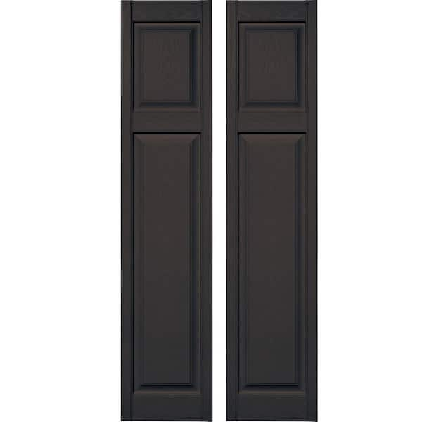 Builders Edge 15 in. x 67 in. Cottage Style Raised Panel Vinyl Exterior Shutters Pair #010 Musket Brown